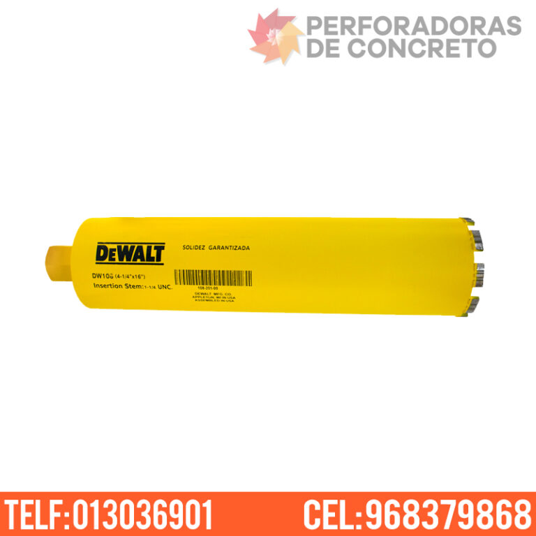 BROCA DIAMANTINA DE PERFORACION PARA CONCRETO DEWALT DW4 ¼ PERFORADORAS DE CONCRETO BROCA DIAMANTINA DE PERFORACION PARA CONCRETO DEWALT DW4 ¼ PERFORADORAS DE CONCRETO